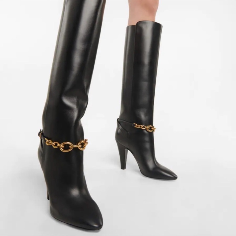 Saint Laurent Le Mailon Chain-Detailed Boots EU 41
